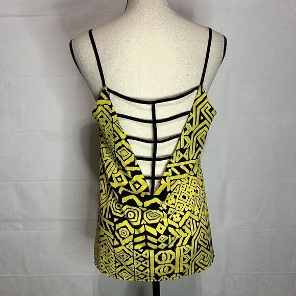 Ya Los Angeles Womens Yellow Black Scoop Neck Low Back Tank Top Sz M - Picture 6 of 8